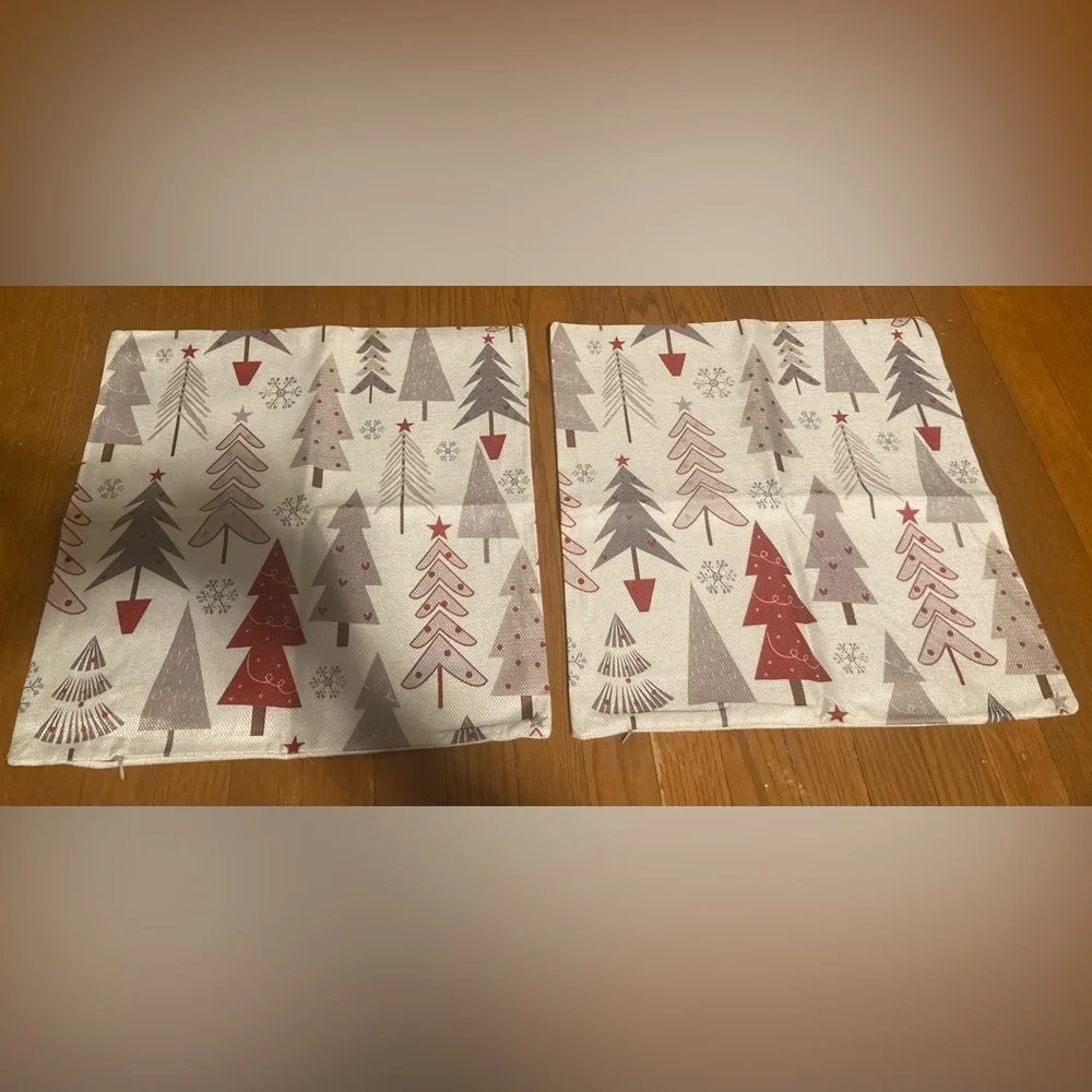 Pillow Covers Winter Christmas Trees Themed Set of 2 18